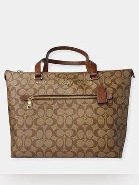 Coach Brown Tan Signature Leather Tote